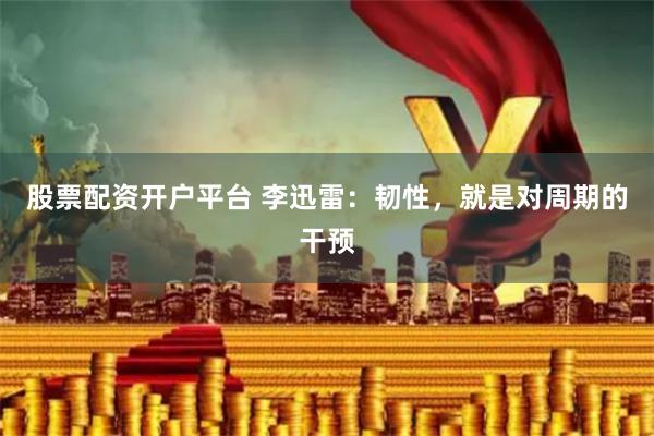 股票配资开户平台 李迅雷：韧性，就是对周期的干预
