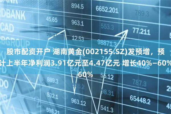 股市配资开户 湖南黄金(002155.SZ)发预增，预计上半年净利润3.91亿元至4.47亿元 增长40%—60%